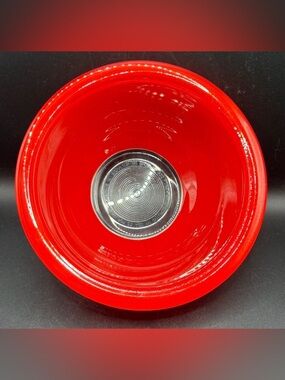 Vintage Pyrex Primary Red Clear Bottom Glass Nesting Mixing Bowl Kitchenware